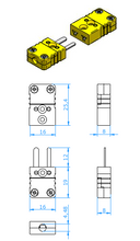 Load image into Gallery viewer, Yellow Mini-Spade Connector Kit for Thermocouples, Includes 1 ea of Jack &amp; Plug Pieces